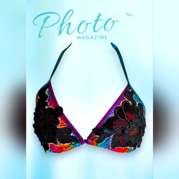 IVE GOT TWO TICKETS TO PARADISE! Handmade sequin and lace bathing suit top! - Picture 3 of 8